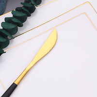 4 sztuk czarny złota obiadowy zestaw 304 ze stali nierdzewnej stalowe sztućce domu widelec nóż łyżka zestaw obiadowy sztućce zestaw sztućców Dropshipping 6